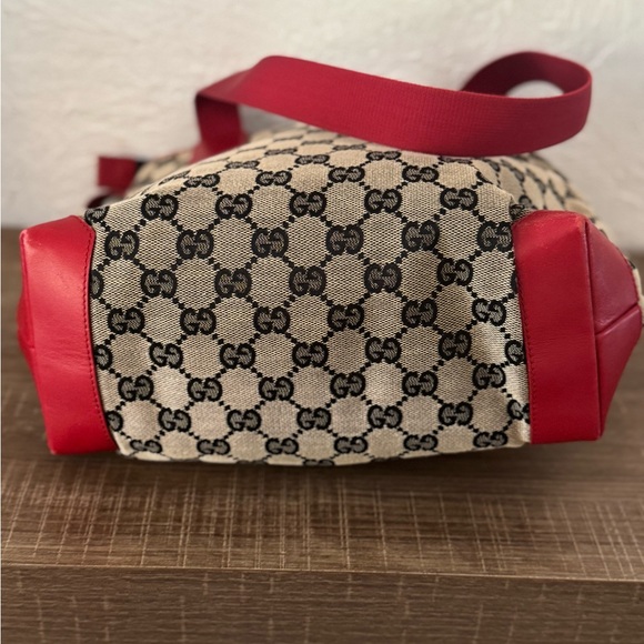 Gucci navy and red canvas and leather tote EUC - Picture 7 of 8